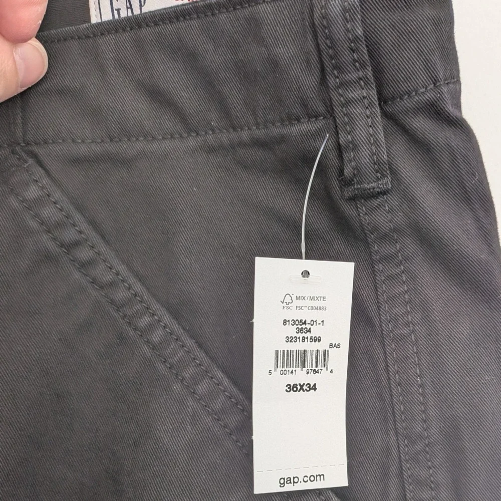 NWT Gap Mens 36x34 Black Regenerative Cotton Baggy Cargo Pants Utility Tactical